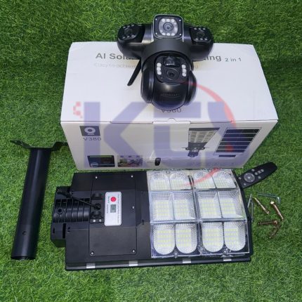 3 screen view tripple lens solar camera with street light and ptz control