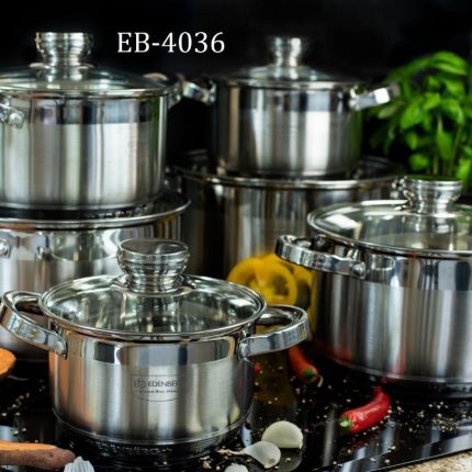 12pc Edenburg Stainless Steel Cookware Set EB-4036